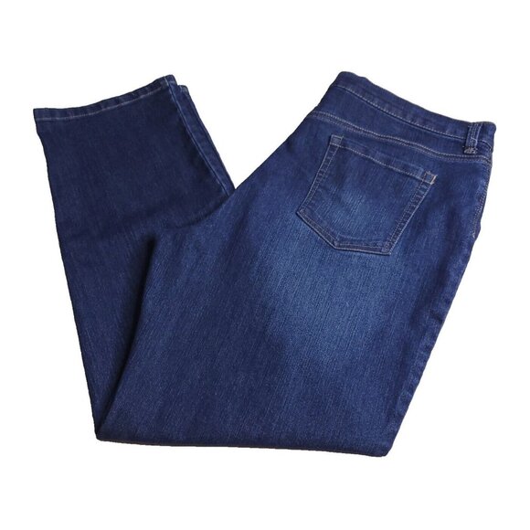 Gloria Vanderbilt Amanda Jeans Womens Plus 18 Short Dark Wash Tapered Stretch - Picture 1 of 8